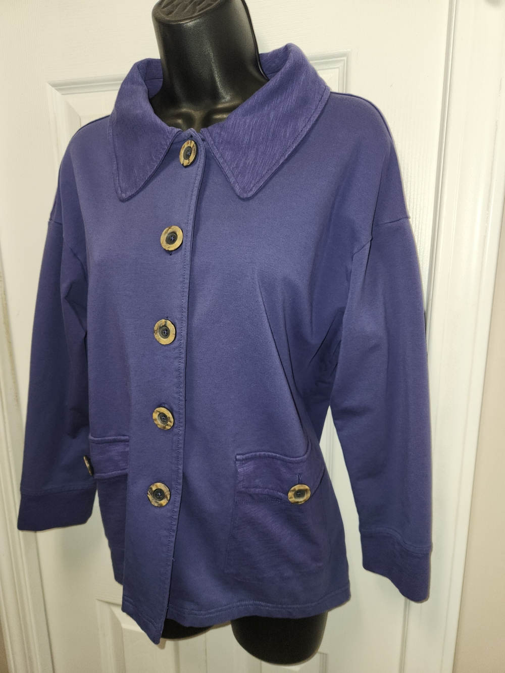🍉Neon Buddha Purple Button-Front Relaxed Jacket